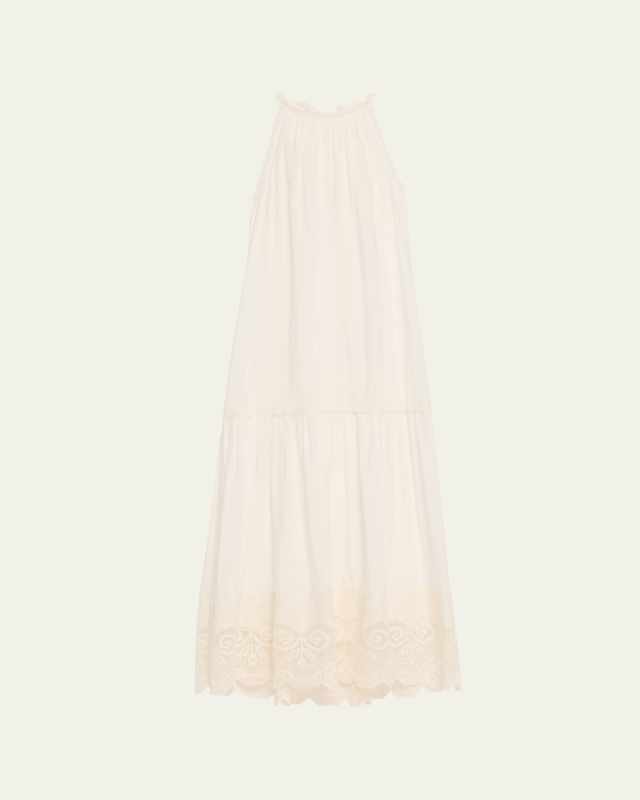 Teri Lace-Trim Halter Maxi Dress